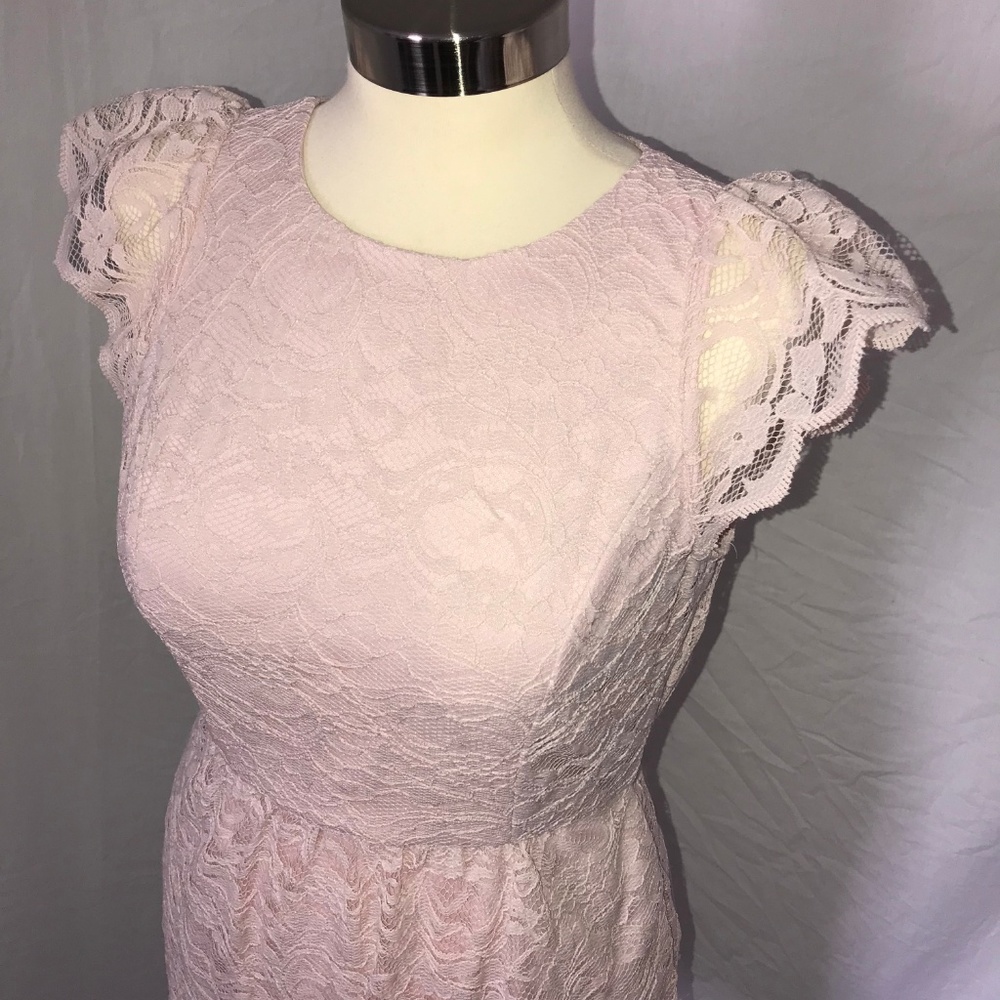 BCBG Generation Pink Rose Lace Dress open back - Picture 6 of 8